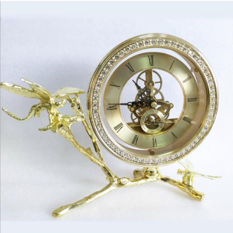 Liviano lujoso creativo reloj de metal estilo moderno reloj de mesa dormitorio de noche Mesa de noche